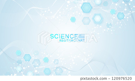 Modern health care abstract background with lines, dots and hexagons. Medical innovation banner template concept. Vector illustration. Modern health care abstract background with lines, dots and hexagons. Medical innovation banner template concept. Vector illustration. 120976520