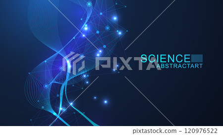 AI technology abstract background. AI generative art creative banner concept in the digital style. High tech poster with place for text. Futuristic design element. 120976522