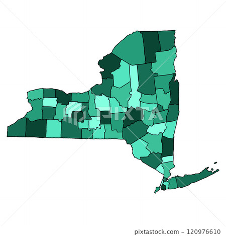 colourful map of New York State. New York Counties map, Newyork blank map for design ,copy space 120976610