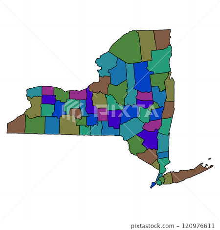 colourful map of New York State. New York Counties map, Newyork blank map for design ,copy space colourful map of New York State. New York Counties map, Newyork blank map for design ,copy space 120976611