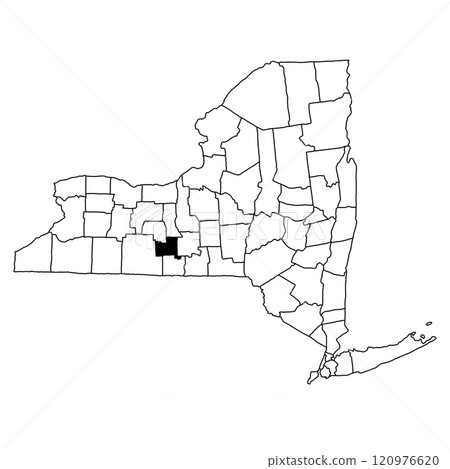 Map of Schuyler County in New York state on white background. single County map highlighted by black colour on New york map . Map of Schuyler County in New York state on white background. single County map highlighted by black colour on New york map . 120976620