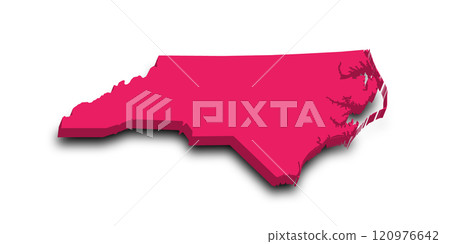3d Map of North Carolina state with color. United State of America, US, United State 3d Map of North Carolina state with color. United State of America, US, United State 120976642