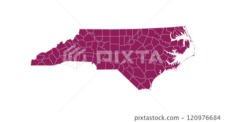 North Carolina administrative map. counties map of North Carolina with color, blank Map, empty map of North Carolina North Carolina administrative map. counties map of North Carolina with color, blank Map, empty map of North Carolina 120976684