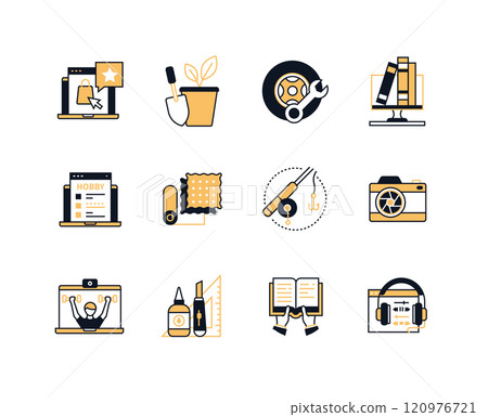 Daily life and hobbies - line design style icons set 120976721