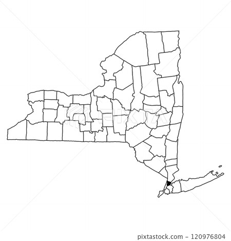 Map of Bronx County in New York state on white background. single County map highlighted by black colour on New york map . 120976804