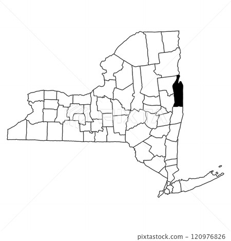 Map of Washington County in New York state on white background. single County map highlighted by black colour on New york map . Map of Washington County in New York state on white background. single County map highlighted by black colour on New york map . 120976826