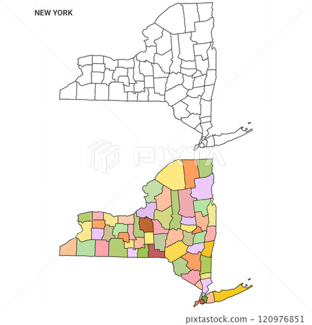 two new york map. State of New York map, USA. High detailed and multiple maps of New York map, empty map. 120976851