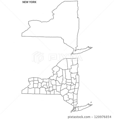 Two new york map outline. State of New York map, USA. High detailed and multiple maps of New York map, empty map. 120976854