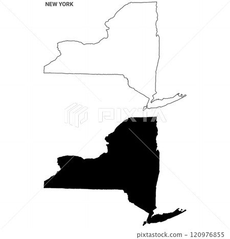 two blank map. State of New York map, USA. High detailed and multiple maps of New York map, empty map. 120976855