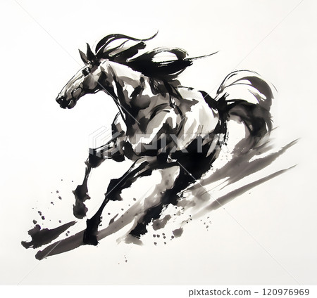 Horse ink painting Horse ink painting 120976969