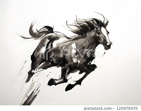 Horse ink painting 120976970
