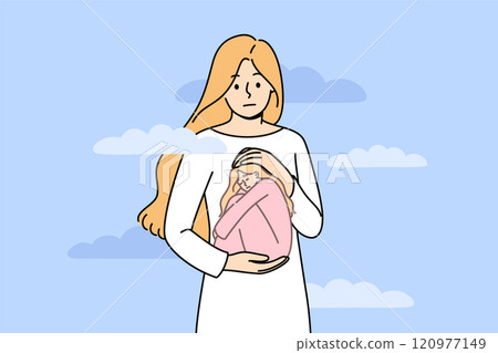 Mental pain and suffering in upset young woman, feeling crying girl inside own soul 120977149