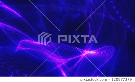 Vivid pink and purple neon light waves against a dark background. Futuristic abstract art with a glowing, dynamic energy feel, perfect for technology and digital art concepts Vivid pink and purple neon light waves against a dark background. Futuristic abstract art with a glowing, dynamic energy feel, perfect for technology and digital art concepts 120977379