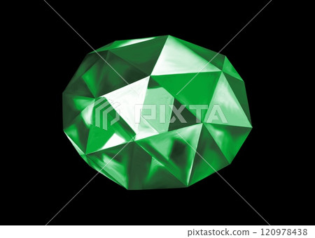 Gemstone illustration, rose cut emerald, emerald illustration Gemstone illustration, rose cut emerald, emerald illustration 120978438