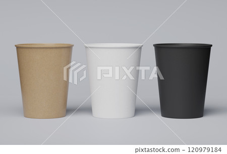 three paper cups on the floor 3D render mock up image three paper cups on the floor 3D render mock up image 120979184