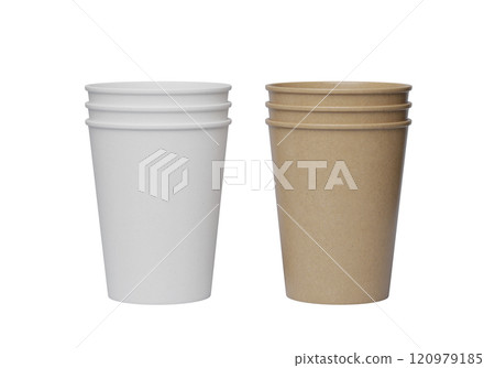 stacked paper cups 3D render mock up image 120979185