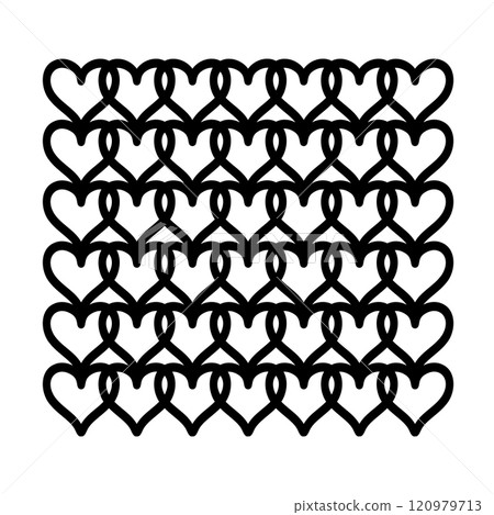 Geometric ornament of hearts pattern, doodle hand-drawn 120979713
