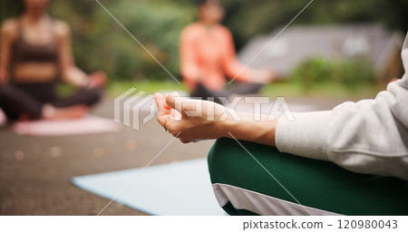People, outdoor hands and lotus at yoga class, meditation and support women for spiritual wellness. Forest, holistic healing and instructor for fitness in Japan, friends group and zen mindfulness People, outdoor hands and lotus at yoga class, meditation and support women for spiritual wellness. Forest, holistic healing and instructor for fitness in Japan, friends group and zen mindfulness 120980043