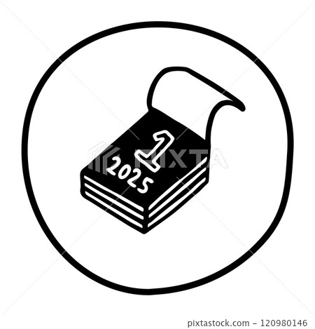 Doodle calendar schedule icon or logo, hand drawn with thin black line. 120980146