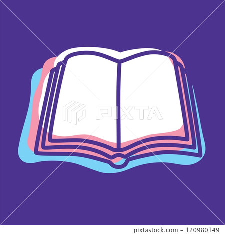 Doodle book icon handdrawn with thin line and colored with colorful blobs 120980149