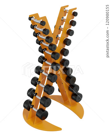 Gym Dumbbell rack in X shape, a stand for weightlifting gym equipment 120980155