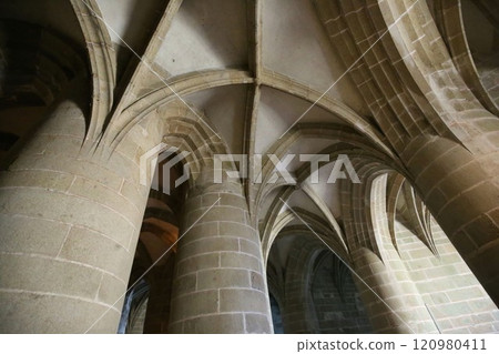 Inside the Mont Saint-Michel Abbey, a World Heritage Site Inside the Mont Saint-Michel Abbey, a World Heritage Site 120980411