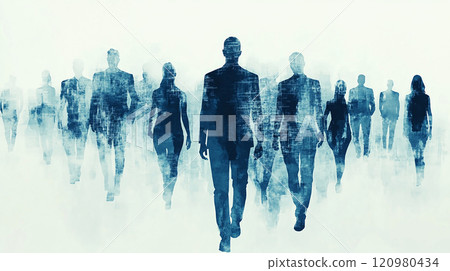 Silhouette of walking people Silhouette of walking people 120980434