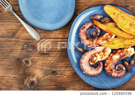 Grilled Octopus Legs. Grilled Octopus Legs. 120980596