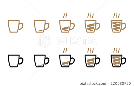 Coffee cup battery icon set Coffee cup battery icon set 120980730
