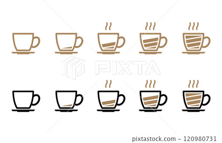 Coffee cup with dish battery icon set 120980731