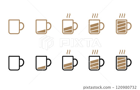 Coffee mug battery icon set Coffee mug battery icon set 120980732