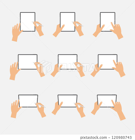 Hand holding tablet set 120980743