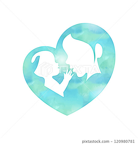 Mother holding baby in heart shaped watercolor 120980781