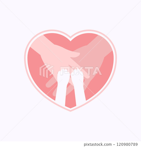 Paws on hands in heart shaped flat silhouette Paws on hands in heart shaped flat silhouette 120980789