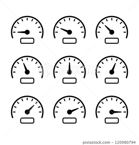 Speedometer black icon set 120980794