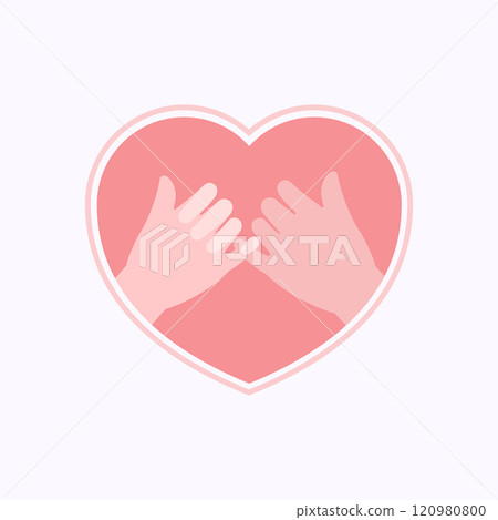 Two hands making a pinky promise in heart shaped flat design Two hands making a pinky promise in heart shaped flat design 120980800