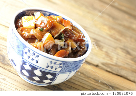 A luxurious, heaping bowl of pickled seafood 120981076