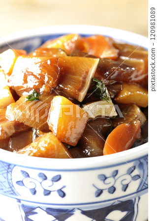 A luxurious, heaping bowl of pickled seafood 120981089