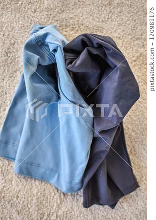 Crumpled Blue and Gray Shirts Crumpled Blue and Gray Shirts 120981176
