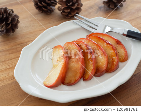 Baked apples on a plate Baked apples on a plate 120981761