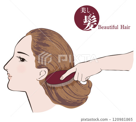 Hands brushing beautiful hair 120981865