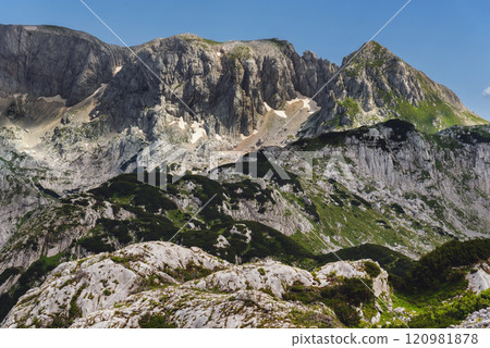 Alpine Summer Landscape with Mountain Range in Durmitor Alpine Summer Landscape with Mountain Range in Durmitor 120981878