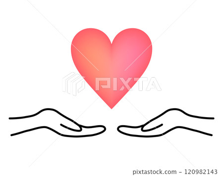 Heart from hand to hand_red gradation Heart from hand to hand_red gradation 120982143