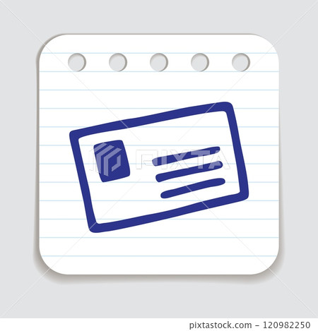 Doodle letter envelope icon or logo, hand drawn with thin black line 120982250