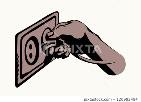 Vector drawing. Plug for electrical outlet 120982484