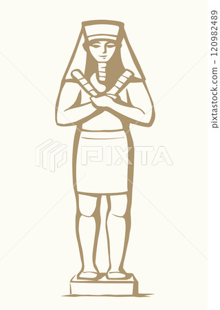 Vector drawing. Egyptian male statue 120982489