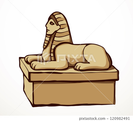Vector drawing. Egyptian sphinx monument 120982491