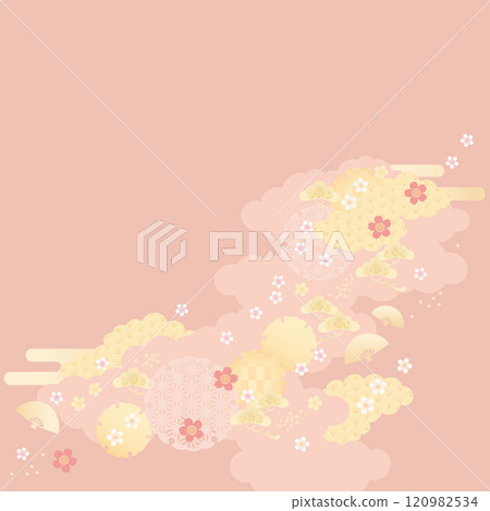 Background material-Japanese pattern cherry blossom 2024-27 vector 120982534