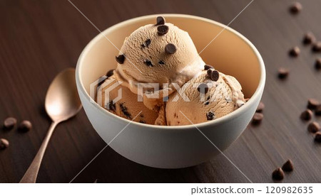 杯裡的巧克力片冰淇淋 杯裡的巧克力片冰淇淋 120982635