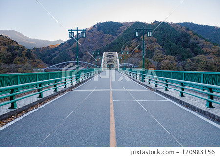 Miyama Bridge and Mito Bridge over Lake Okutama Miyama Bridge and Mito Bridge over Lake Okutama 120983156